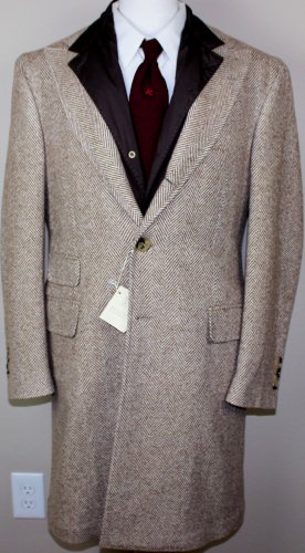 BRUNELLO CUCINELLI JACKET $5890 BROWN HERRINGBONE 100%CASHMERE TOPCOAT 40 50 NEW