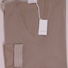 MALO SWEATER $880 SAND BROWN 100%CASHMERE CASH-LIGHT V-NECK JUMPER MED 50e NEW