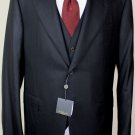 CORNELIANI SUIT $2680 BLACK REP STRIPE SP150's WOOL 2-BTN 3-PC SUIT 44R 54e NEW