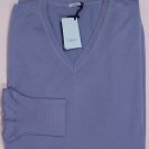 MALO SWEATER $850 BLUE CASH-LIGHT 100%CASHMERE V-NECK JUMPER XXL 56e NEW