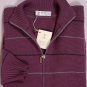 BRUNELLO CUCINELLI SWEATER PURPLE/GRAY STRIPE 100%CASHMERE CARDIGAN MED 50e NEW