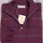 BRUNELLO CUCINELLI SWEATER PURPLE/GRAY STRIPE 100%CASHMERE CARDIGAN MED 50e NEW