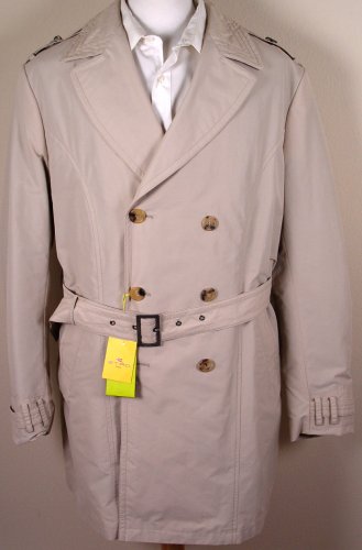 ETRO JACKET $1885 BEIGE w/PLAID WOOL LINING 6-BTN BELTED TRENCH COAT 44 54e NEW