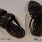 LORO PIANA SHOES $650 DARK BROWN DUAL STRAP BUCKLED CONTRAST SANDAL 7 37e NEW