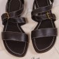 LORO PIANA SHOES $650 DARK BROWN DUAL STRAP BUCKLED CONTRAST SANDAL 7 37e NEW