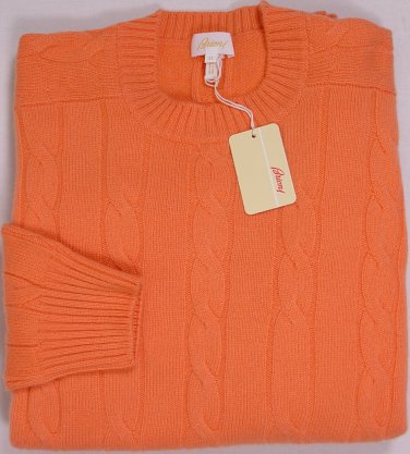 BRIONI SWEATER $1580 ORANGE CABLE KNIT 100%CASHMERE CREWNECK JUMPER XL 54e NEW