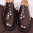 CHURCH'S SHOES $745 DARK BROWN CAP TOE BENCH MADE POLISHED OXFORD 7.5 40.5e NEW