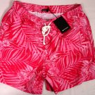 KITON SWIMSUIT $425 RED/PINK FLORAL PRINT LOGO EMBROIDER RESORT TRUNK SM 48 NEW