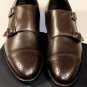 GIORGIO ARMANI SHOES $820 DK BROWN TOE ORNAMENTED CAP TOE DUAL MONK 8 41e NEW