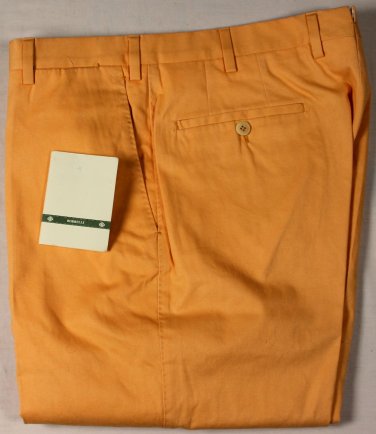 BORRELLI PANTS $595 ORANGE BRUSHED COTTON HANDMADE GOLF DRESS SLACKS 34 50e NEW