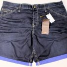 GUCCI PANTS $630 DARK WASH FRONT WHISKERED LOGO BTN FLY DENIM SHORTS 36 52e NEW