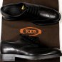 TOD'S SHOES $595 BLACK LOGO EMBOSSED WING TIP ESQUIRE DERBY 10.5 43.5e NEW