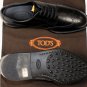 TOD'S SHOES $595 BLACK LOGO EMBOSSED WING TIP ESQUIRE DERBY 10.5 43.5e NEW