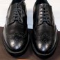 TOD'S SHOES $595 BLACK LOGO EMBOSSED WING TIP ESQUIRE DERBY 10.5 43.5e NEW