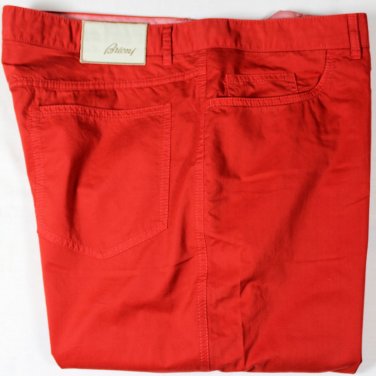 BRIONI PANTS $545 ENGINE RED 100%COTTON 5-PKT LOGO STELVIO TROUSERS 34 50e NEW