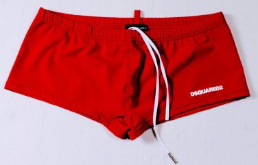 DSQUARED2 SWIMSUIT $295 RED LOGO SWIM BRIEFS BEACHWEAR BATHING SLIP SM 48e NEW