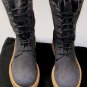 ANN DEMEULEMEESTER SHOES $1685 ASPHALT BLACK RUBBED SUEDE COMBAT BOOT 11 44e NEW