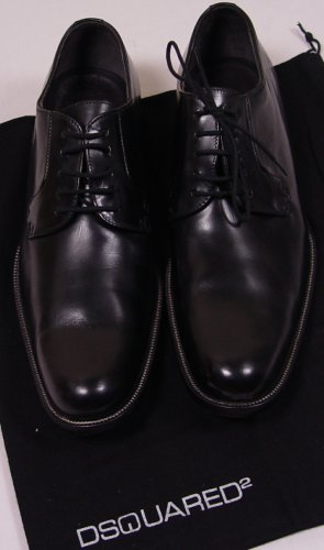 DSQUARED2 SHOES $650 BLACK LOGO HEEL DERBY BLUCHER DRESS SHOES 11 44e NEW