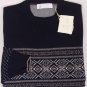 BRUNELLO CUCINELLI SWEATER NAVY 100%CASHMERE FAIR ISLE CREWNECK MED 50e NEW