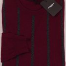 COSTUME NATIONAL SWEATER $680 RED/GRAY STRIPED 100%WOOL CREWNECK MED 50e NEW