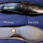 PRADA SHOES $655 BLACK LOGO EMBOSSED PENNY VAMP NATURAL LOAFER 10 43 NEW