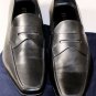 PRADA SHOES $655 BLACK LOGO EMBOSSED PENNY VAMP NATURAL LOAFER 10 43 NEW