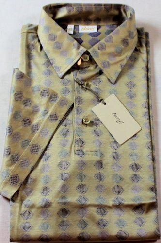 BRIONI POLO $395 LIGHT BROWN 3BTN MERCERIZED COTTON POLO GOLF SHIRT MED 50e NEW