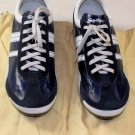 SANTONI SHOES $495 NAVY/WHITE SUEDE/KID SKIN LOW PROFILE TRAINERS 10 43e NEW
