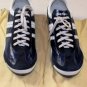 SANTONI SHOES $495 NAVY/WHITE SUEDE/KID SKIN LOW PROFILE TRAINERS 10 43e NEW