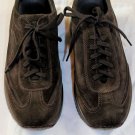 SANTONI SHOES $495 DK BROWN SUEDE/MESH LOGO EMBOSS AIRWALK TRAINER 6.5 39.5e NEW