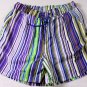 ETRO SWIM TRUNKS $350 WHITE/PURPLE/GREEN STRIPED BEACHWEAR SWIMSUIT SM 48e NEW