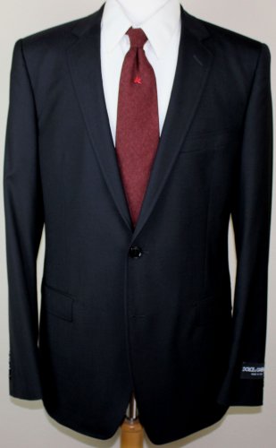 DOLCE & GABBANA SUIT $2290 SOLID BLACK 2-BTN WOOL MARTINI FIT CUT SUIT 42 54 NEW