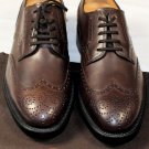 TOD'S SHOES $595 BROWN LOGO EMBOSSED WING TIP ESQUIRE DERBY 6.5 39.5e NEW