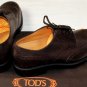 TOD'S SHOES $595 BROWN LOGO EMBOSSED WING TIP ESQUIRE DERBY 6.5 39.5e NEW