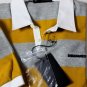 DSQUARED2 POLO $445 GRAY 2-BTN RUGBY STRIPED LOGO ORNAMENTED SHIRT L 52e NEW