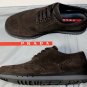 PRADA SPORT SHOES $580 DK BROWN SUEDE WINGTIP TOE ORNAMENT SNEAKER SOLE 7 40 NEW