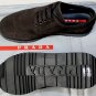 PRADA SPORT SHOES $580 DK BROWN SUEDE WINGTIP TOE ORNAMENT SNEAKER SOLE 7 40 NEW