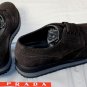 PRADA SPORT SHOES $580 DK BROWN SUEDE WINGTIP TOE ORNAMENT SNEAKER SOLE 7 40 NEW
