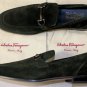 SALVATORE FERRAGAMO SHOES $690 DK GREEN SUEDE GANCINI BIT VAMP LOAFER 12 45e NEW