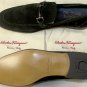 SALVATORE FERRAGAMO SHOES $690 DK GREEN SUEDE GANCINI BIT VAMP LOAFER 12 45e NEW