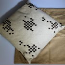BOTTEGA VENETA PILLOW SET $980 STONE LINEN BROWN LEATHER INTRECCIATO STITCH NEW