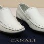 CANALI SHOES $525 WHITE PERFORATED ORNAMENTED DEERSKIN DRIVERS 8.5 41.5e NEW