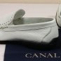 CANALI SHOES $525 WHITE PERFORATED ORNAMENTED DEERSKIN DRIVERS 8.5 41.5e NEW