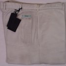 PRADA PANTS $560 KHAKI TAN 100%COTTON LOGO DARKENED LEG TROUSERS 38 54e NEW