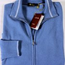 LORO PIANA SWEATER $1,895 BLUE 100%CASHMERE MY GOLF BOMBER CARDIGAN LG 52e NEW