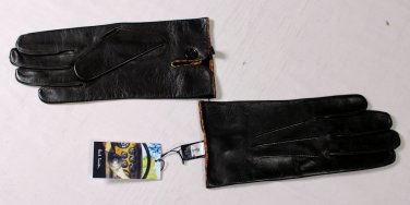 PAUL SMITH GLOVES $250 DK BROWN LAMBSKIN VINTAGE STRIPED LOGO GLOVES M 9.5  NEW