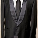 YVES SAINT LAURENT SUIT $3250 BLACK 1BTN SHAWL LAPEL YSL LOGO TUXEDO 46R 56e NEW