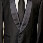YVES SAINT LAURENT SUIT $3250 BLACK 1BTN SHAWL LAPEL YSL LOGO TUXEDO 46R 56e NEW
