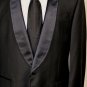 YVES SAINT LAURENT SUIT $3250 BLACK 1BTN SHAWL LAPEL YSL LOGO TUXEDO 46R 56e NEW
