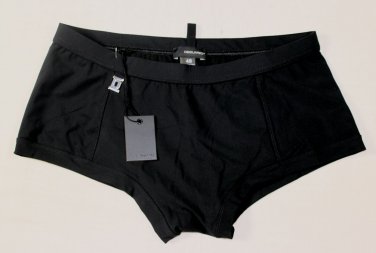 DSQUARED2 SWIM TRUNKS $295 BLACK LETTERMAN LOGO ORNAMENTED SWIM BRIEFS S 48 NEW